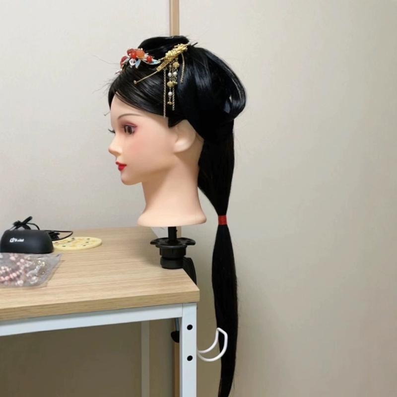 ヘアマネキン メイクアップ練習用 花嫁 アップヘア ノーメイク 美容院スタイル コスプレ対応 練習頭 リ..