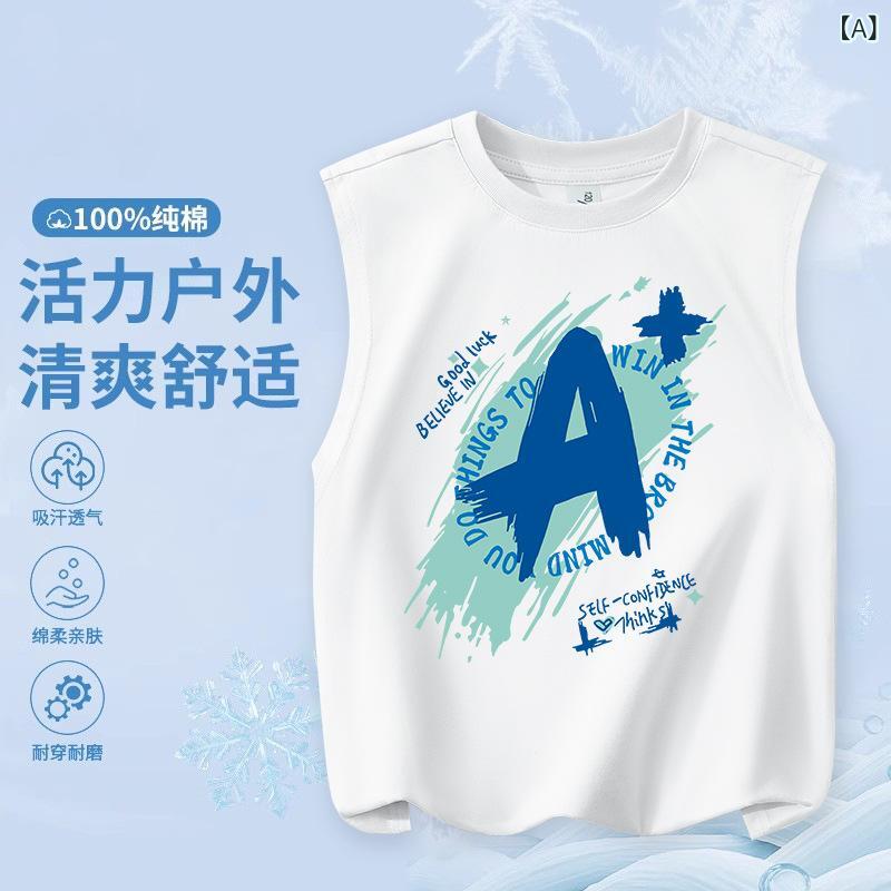 子供服 ベスト 男の子 コットン タンクトップ ノースリーブ トップス 通気性 汗吸...