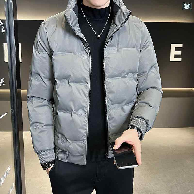 メンズ ダウンジャケット 男性用 冬 軽量 保温 スタンドカラー ショート アウトドア レジャー ダウン素材 ファッション 通勤用 普段使い