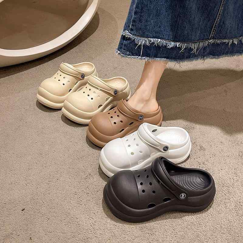 レディース ビーチサンダル 厚底 プラットフォーム 増高 防滑 クローズドトゥ ミュール 夏 軽量 吸汗速乾 柔らか踏み心地 EVA素材 UVカット