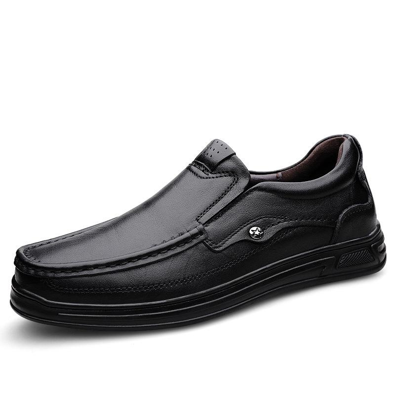 メンズ ビジネスカジュアル シューズ 春 通勤用 普段使い ローカット スリップオン フラットソール 革 トップグレーンビーフレザー 高級感 耐久性 快適