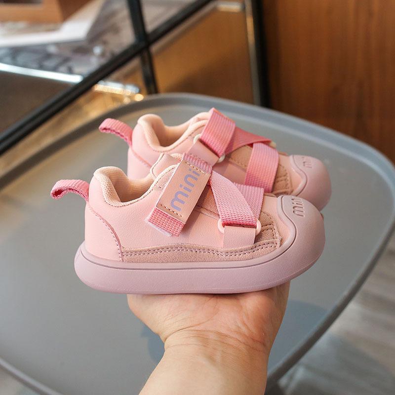 靴 キッズ 秋 ソフトソール 歩き始め シューズ ファッション 防滑 運動靴 ベビー 13歳 男女 幼児用 接触冷感 吸湿速乾 軽量 伸縮性 綿 麻 ハイウエスト ピンク系 アイボリー