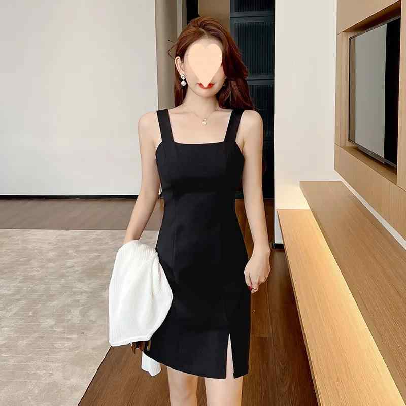 ワンピース レディース 黒 キャミソール ミニ スリムフィット 痩せ見え インナー 上品 韓国 ベーシック ドレス 普段使い レイヤリング かわいい エレガント