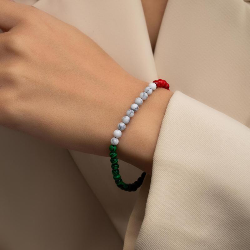 アクセサリー ブレスレット レトロ 赤 緑 白 ビーズ シンプル 高級感 ファッション 風 アメリカ風 上品 腕輪 普段使い ガラスビーズ