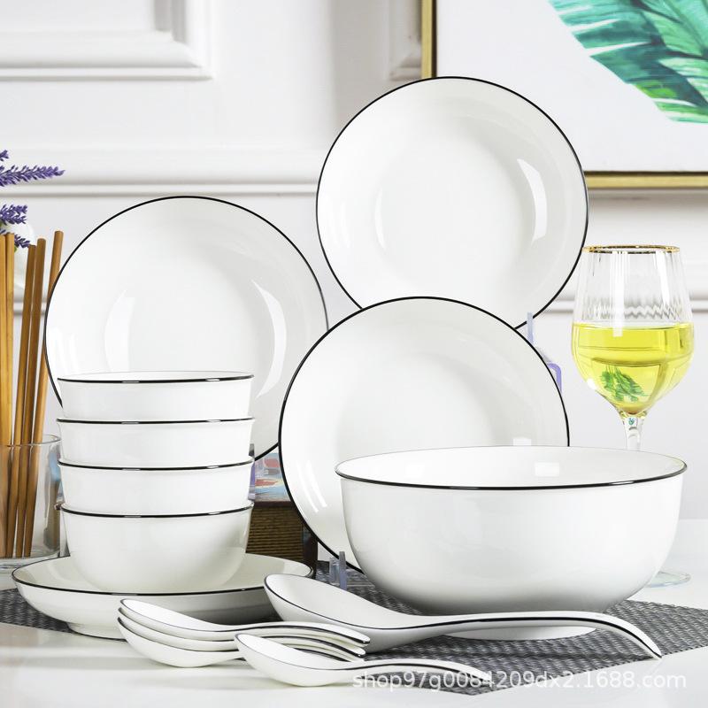 食器セット セラミック 家庭用 ボウル 箸 プレート 中華風 スープボウル 洋風 コンビネーション 食事用 電子レンジ対応 普段使い 軽量 セットアップ