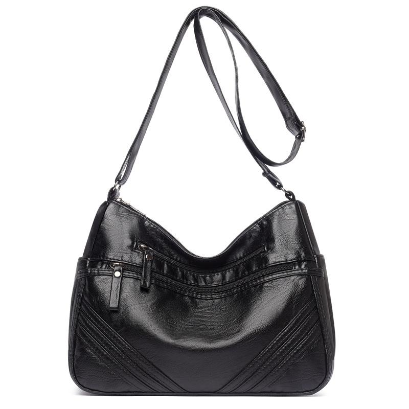 バッグ レディース ソフトレザー ショルダーバッグ 小型 斜め掛け 多層ジッパー 携帯入れ 買い物用 ファッション 鞄 軽量 収納力 普段使い