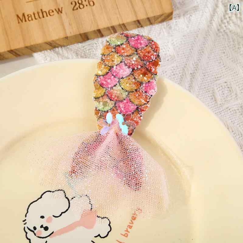 ヘアピン キッズ 女の子 プリンセス 人魚 スパンコール ヘアクリップ 前髪用 後頭部用 かわいい デザイン ヘアアクセサリー 子供用 普段使い 軽量素材 ビッグシルエット ピンク系 夏 秋