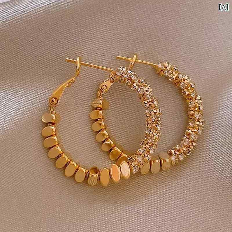 Cubic Zirconia - イヤリング ピアス レディース シルバー 大きな 円形 二つ 高級感 ライトラグジュアリー 上品 個性的 西洋風 ファッション 普段使い