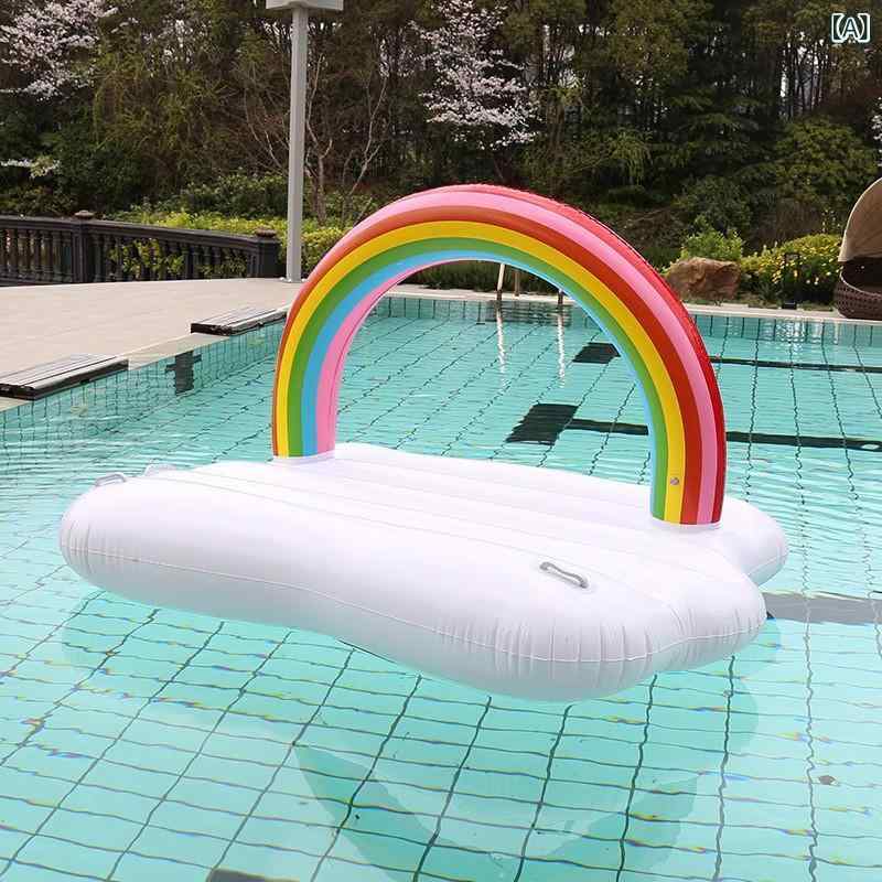 loeufのメーカーの 現物の 空気 入れ 虹の 浮きは アーチの 雲の 浮き 付き pvc 虹 橋の 雲の 水上の 空気 入れの ベッドを 持って います。｜アングル2