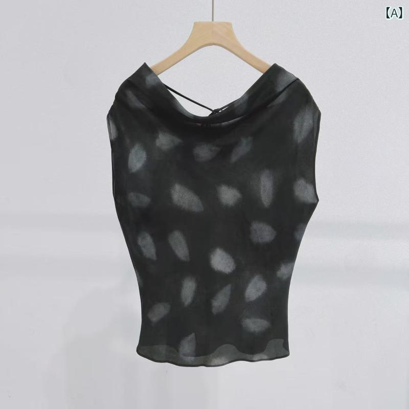 Rakuten - ブラウス レディース 夏 シルク オフショルダー 無袖 エレガント デザイン 高級感 接触冷感 吸湿速乾 軽量 プリント 普段使い