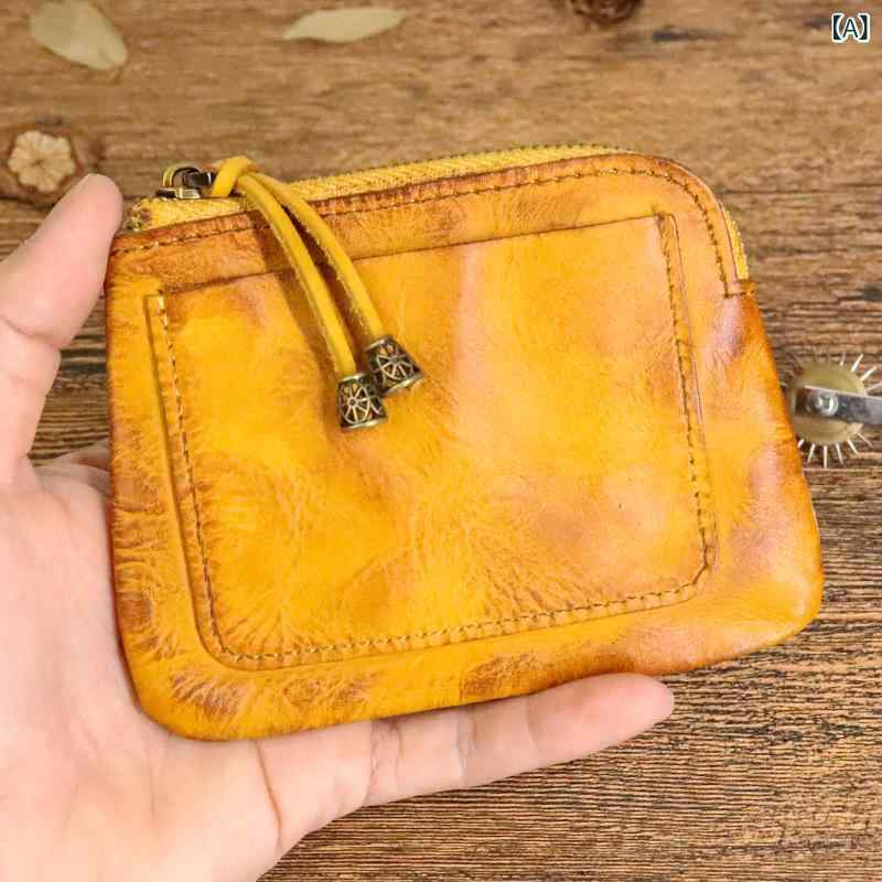 C, G, K - 小銭入れ レディース 植物鞣し革 レトロ 手作り ヴィンテージ加工 ミニ コイン カードホルダー 高級感 普段使い 軽量 ユニークデザイン