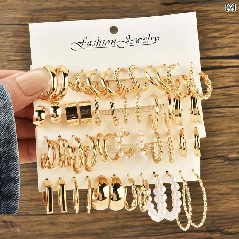 loeufの欧米の クロス ボーダーの ファッションの シンプルイヤリングセット｜アングル2