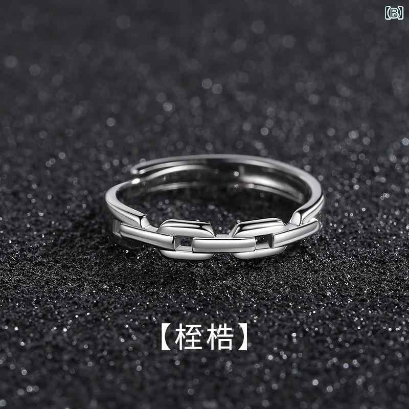 loeufの指輪 メンズ リング 個性 レイヤリング セット 電気メッキ加工 シルバー ラウンド レトロ シングル サイズ調節 ラッキーアイテム 高級感｜アングル2