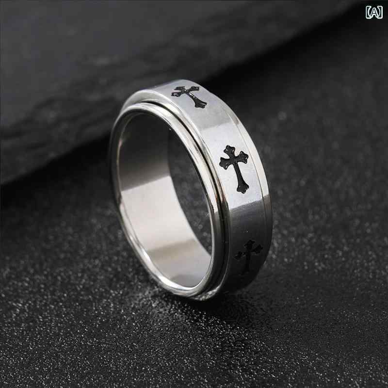 指輪 メンズ チタン鋼 十字架 ステンレス リング ファッション アクセサリー 軽量 耐久性 普段使い クロス型 高級感 通勤用 指環 万能