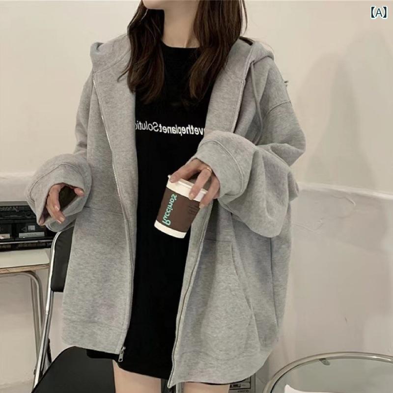 Rakuten - レディース 春秋 フーディー オーバーサイズ ルーズフィット プリント フード付き ラフスタイル 普段使い コットン素材 軽量 伸縮性