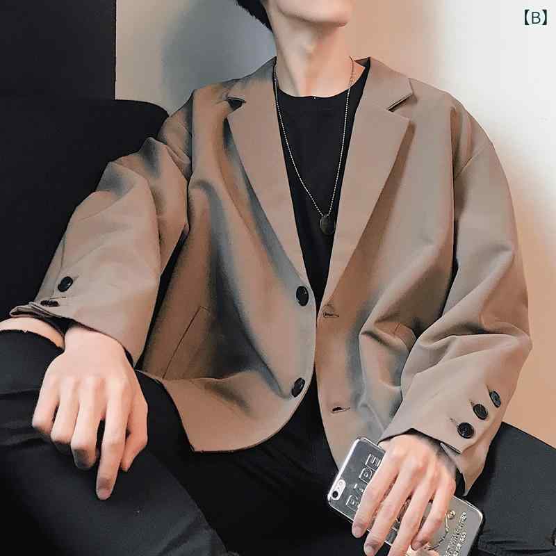 loeufの秋型 風 スーツ 上着 男性 韓国 ゆったり カジュアルレトロスーツファッション 学生の シングル スーツ｜アングル3