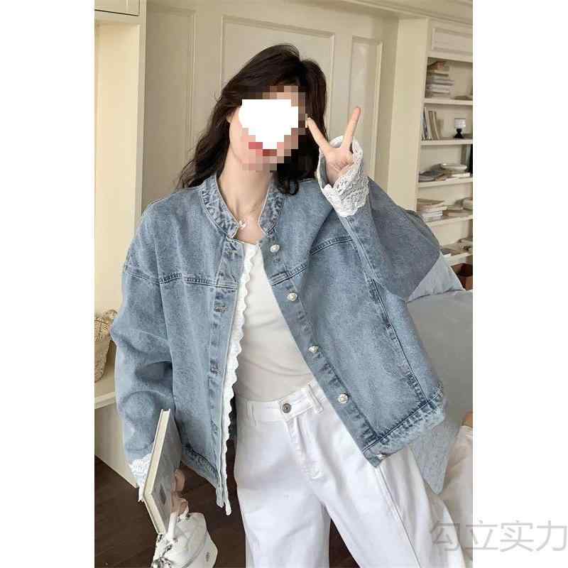 乐天商城 - 女性 用 レースステッチデニムジャケット 2025 春秋 カジュアルでの 韓国 ジャケット 高級 感