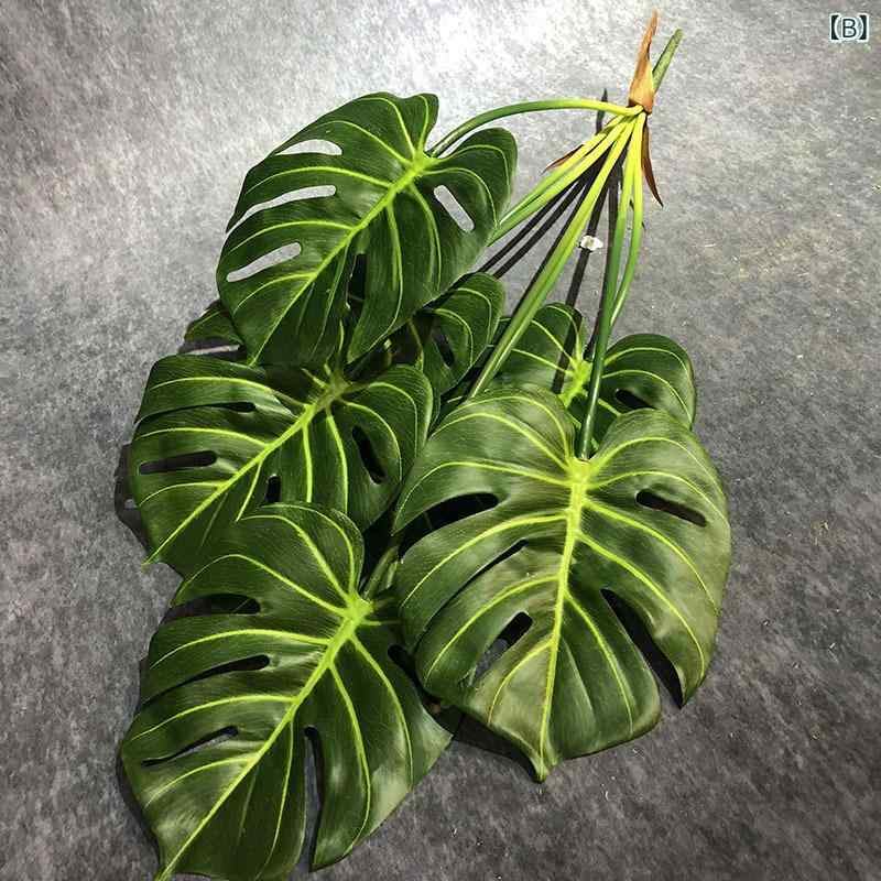 観葉植物 人工 カメ甲葉 観音蓮葉 室内インテリア デスク飾り プラスチック素材 葉...