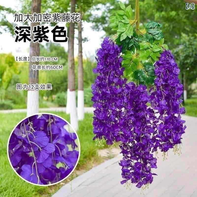 壁掛け 紫藤 人工花 装飾 庭園 廊下 絹素材 紫色 フェイクフラワー 室内用 緑植 園芸 景勝地 走廊