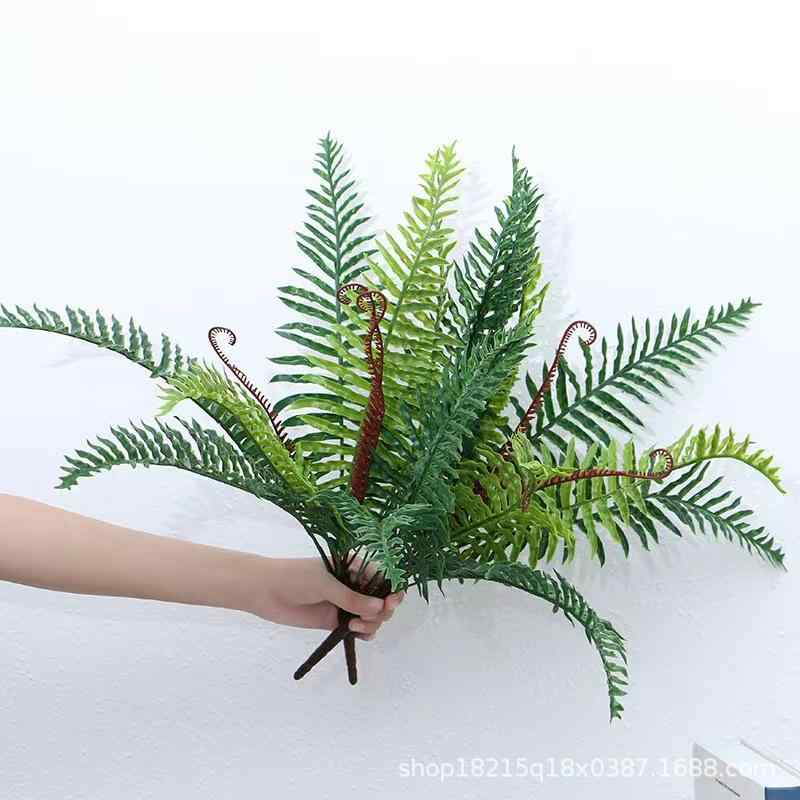 壁掛け 観葉植物 人工 シダ 葉物 グリーン プラスチック 壁飾り インテリア レストラン用 庭園用 室内用 屋外用 グリーン系 軽量 多頭 12頭 普段使い アウトドア