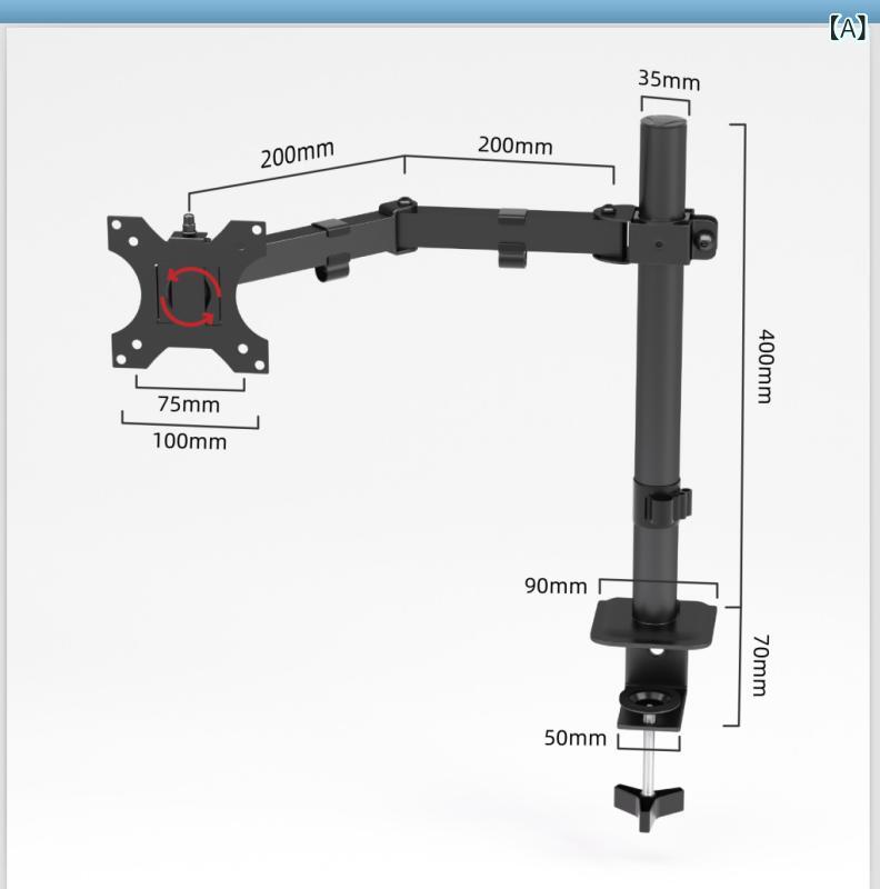 モニターアーム ノートパソコン用 360度回転 昇降式 クランプ式 伸縮可能 50-106.66cm デスク設置 軽量設計 回転機能付き 昇降機能付き