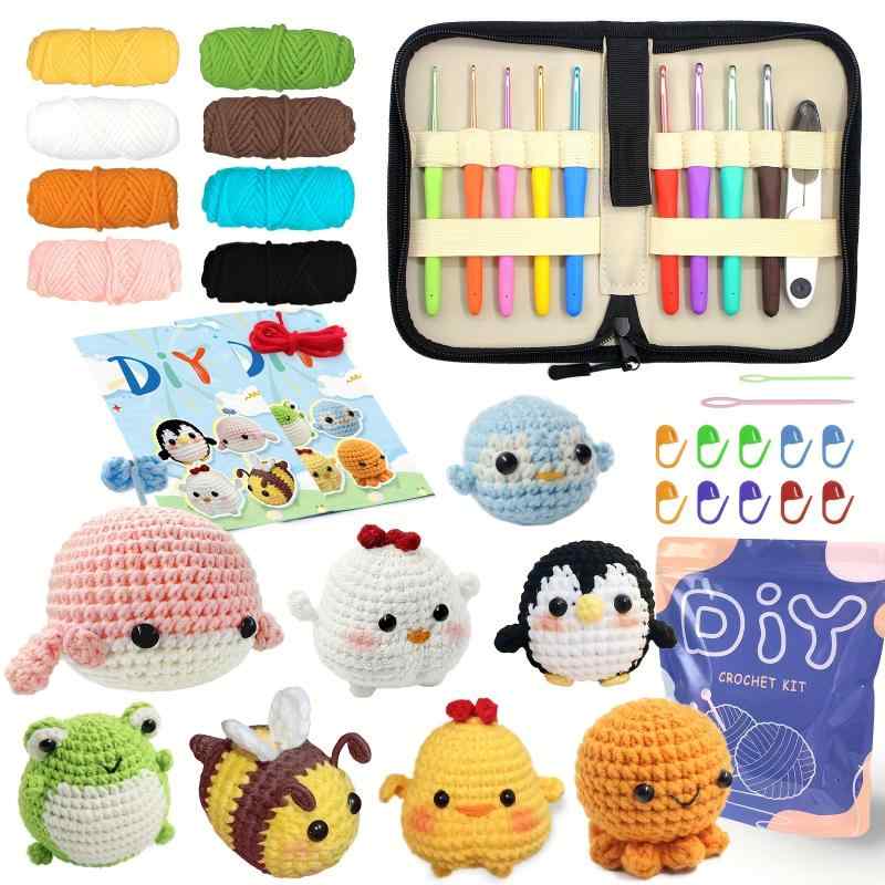 YAMAXIN Crochet Kit for Beginners – Ocean Animal Amigurumi DIY Yarn Kit with Step-by-Step Instructions, Tools &amp; Soft Yarn –