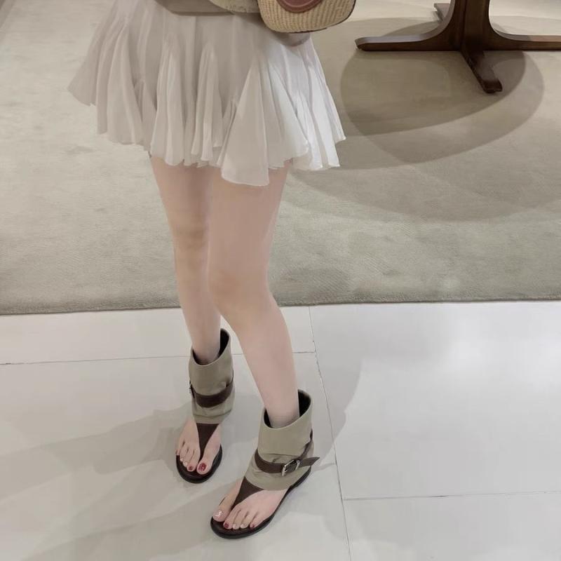 Grape Momの 夏 用 身長 45 cm 増加 女性 用 ヘリンボーンサンダルカラーブロックベルトバックル 付き ホットガールミッドカーフサンダル