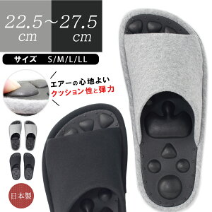 スリッパ メンズ 健康スリッパ 足ツボ 土踏まず 疲れない 長時間 立ち仕事 通気性 健康サンダル 室内履き 大きめ 洗える ドクターエア― ブラック 黒 グレイ グレーオフィス ツボ押し マッサージ 室内 船見 48-4300