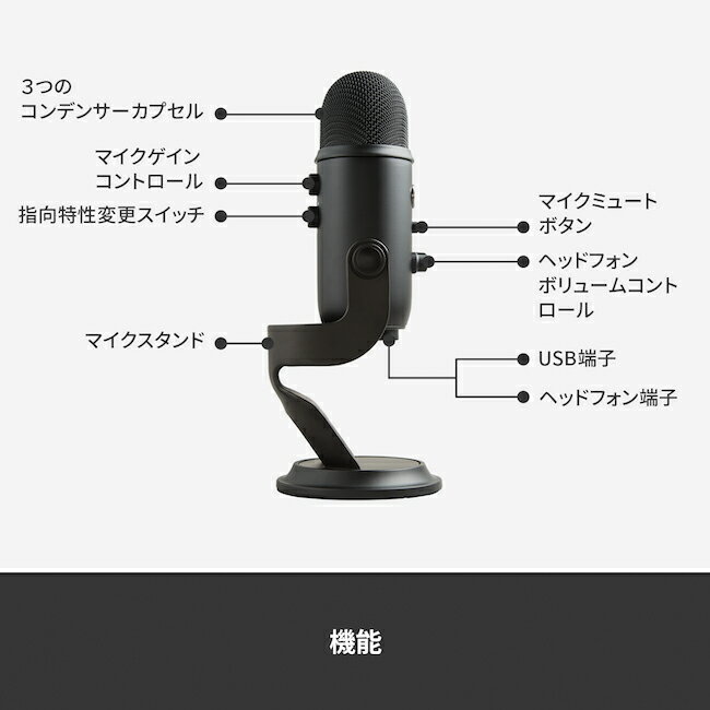 楽天市場 Blue Yeti 高品質 Usb コンデンサー マイク イエティ ブラックアウト シルバー ミッドナイトブルー ブラック ティール ストリーミング 配信 Ps4 ゲーミング ボイスチャット 録音 テレワーク Web会議 国内正規品 2年間無償保証 ロジクール 公式ストア