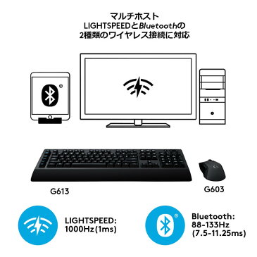 Logicool G ゲーミングキーボード 無線 G613 LIGHTSPEED ワイヤレス Bluetooth接続対応 タクタイル メカニカルキーボード 日本語配列 パームレスト 国内正規品 2年間無償保証