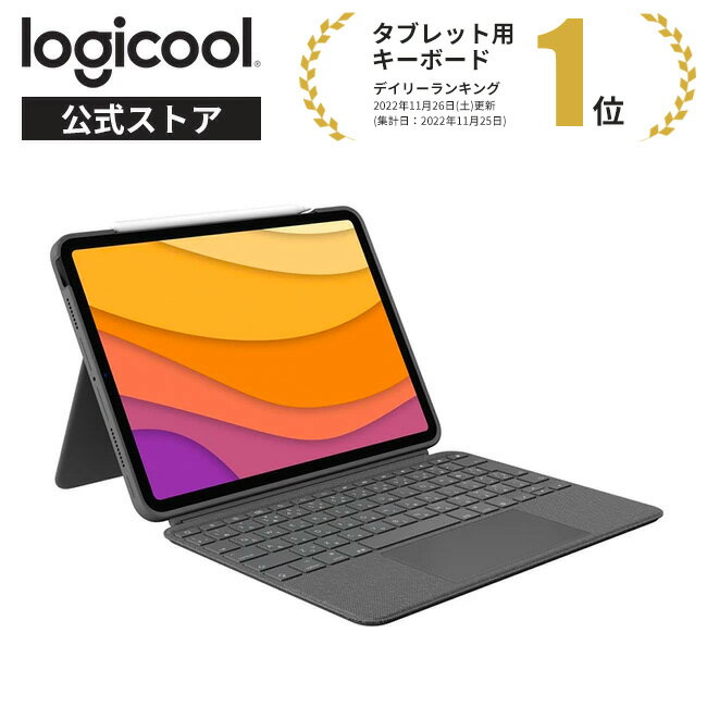 WN[ Logicool iPad Air 10.9C` 5 4 ΉgbNpbht L[{[ȟ^P[X Combo Touch iK1095GRAr {z obNCgt Smart Connector L[{[hE\ Ki 2NԖۏ