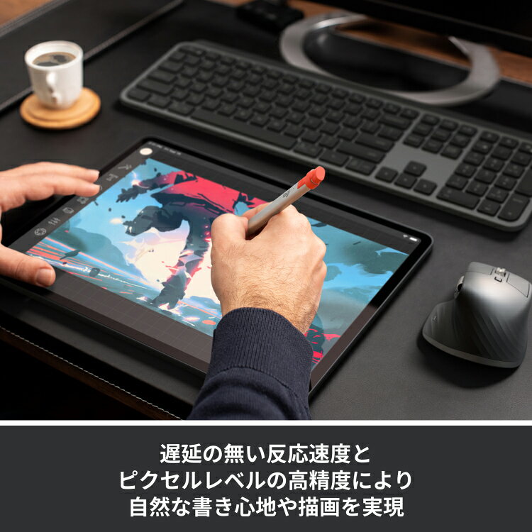 ロジクール 公式ストアのロジクール デジタルペンシル Crayon iP10BB シルバー 7時間バッテリー iPad / iPad Pro / iPad Air / iPad mini 対応 ペン 国内正規品 3年間無償保証｜アングル3