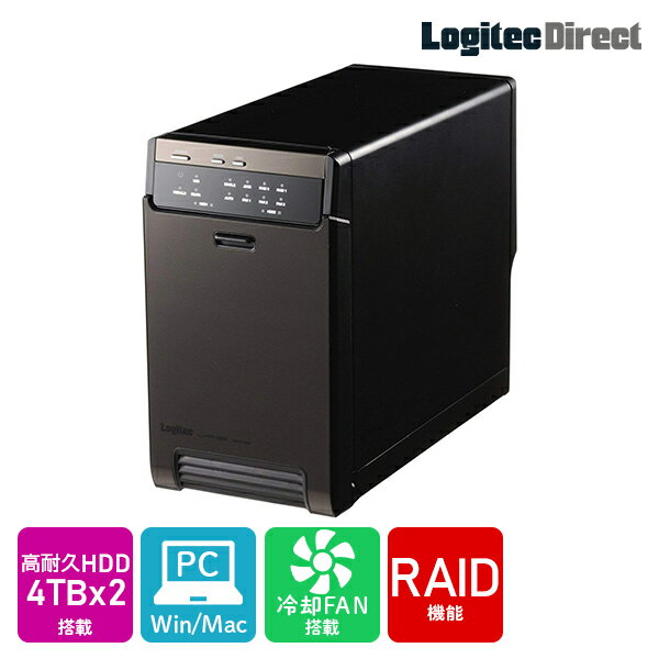 ロジテック 2BAYケース + WD Red Plus 4TB × 2台 大容量ストレージ 【LHR-2BRH80EU3WR】 ロジテックダイレクト限定のサムネイル