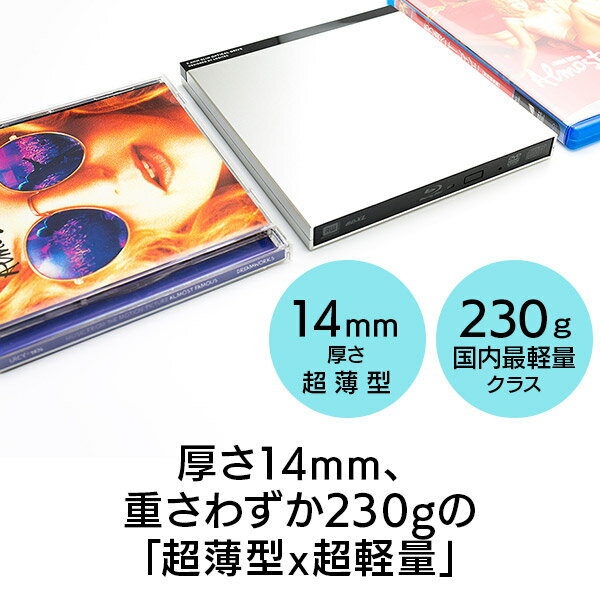 Mac/M1Mac用外付けブルーレイドライブポータブルUSB3.2Gen1(USB3.0)Type-C対応Toast20付属シルバー【LBDW-PUH6U3CMSV】