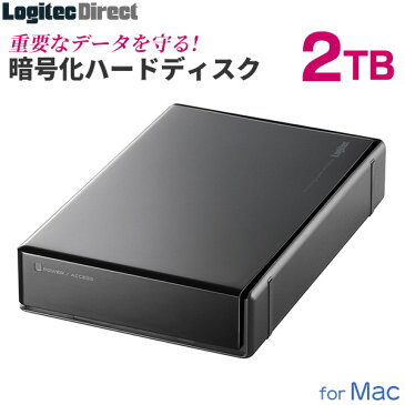 ロジテック ハードウェア暗号化セキュリティ機能（ASE256bit）搭載 外付けハードディスク HDD 2TB Mac用 3.5インチ USB3.1(Gen1) / USB3.0 国産 省エネ静音 【LHD-EN20U3BSM】