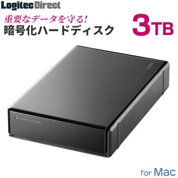 ロジテック ハードウェア暗号化セキュリティ機能（ASE256bit）搭載 外付けハードディスク HDD 3TB Mac用 3.5インチ USB3.1(Gen1) / USB3.0 国産 省エネ静音 【LHD-EN30U3BSM】