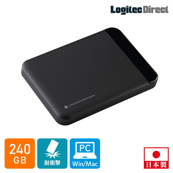 外付けSSD ポータブル 日本製/高耐久/小型 240GB ロジテック USB3.1 Gen1 LMD-PBL240U3BK ロジテックダイレクト限定t