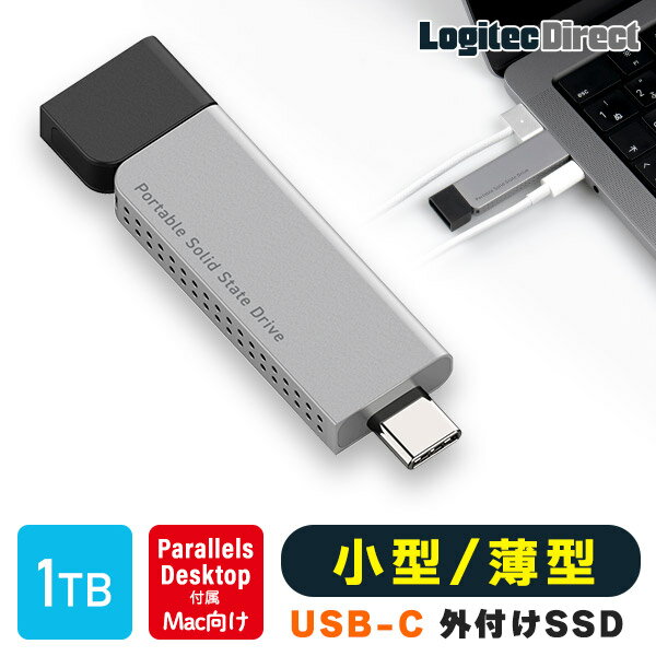 ロジテック SSD 1TB 外付け Parallels Desktop 18 for Mac Pro Edition 付属 iPhone 15 対応 薄型 スリム Type-C USB-C 高速 読込速度1000MB/S iPad 対応 USB 10Gbps 小型 ポータブル スティック USBメモリ タイプ LMD-SPDH100UCS rpp rss