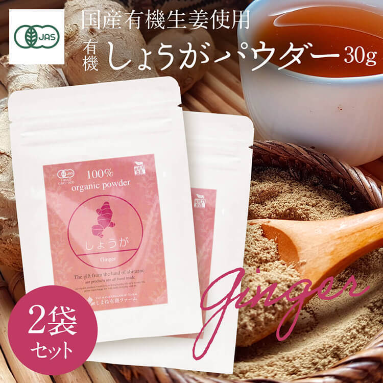 有機しょうがパウダー 30g×2袋セット【メール便送料無料】ジンゲロール ショウガオール 有機 JA ...