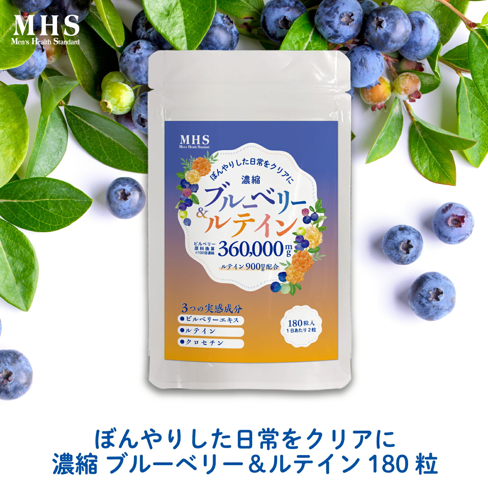 ＼全品PT2倍／ 16日1:59迄 ブルーベリー＆ルテイン 180粒 北欧産ビルベリー 360000mg サプリ ブルーベリー ルテイン …