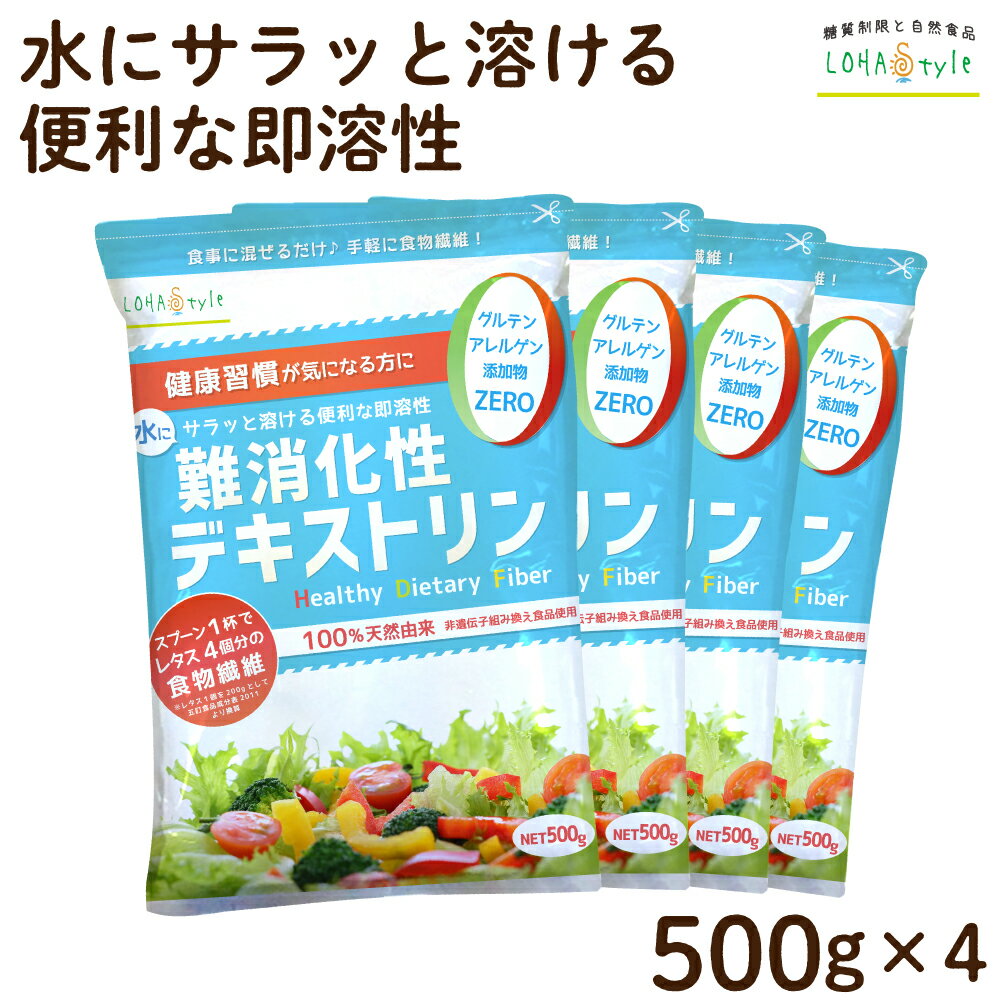 難消化性デキストリン (スーパー即溶顆粒) 500g×4（2kg） 食物繊維 ダイエタリーファイバー ダイエット 微顆粒品 非遺伝子組換え 難消化性 デキストリン 水溶性食物繊維 粉末 パウダー ロハスタイル LOHAStyle