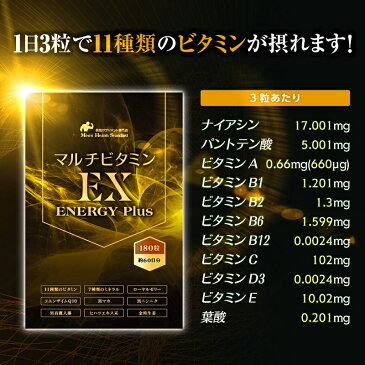 マルチビタミンEX ビタミン ミネラル サプリ 1袋 180粒 約3ヶ月分 ビタミンD ビタミンC ローヤルゼリー マルチビタミン サプリメント マルチミネラル クラチャイダム 亜鉛 高麗人参 マカ にんにく ロハスタイル LOHAStyle