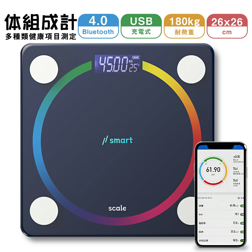 楽天LOHASTEN体組成計 体重計 高精度 体脂肪率 正確 薄型 コンパクト 高性能スマホ連動 ボディバランス カーペット/畳で適用 USB充電式 強化ガラス採用 Bluetooth対応 iOS/Android用 日本語説明書対応 送料無料