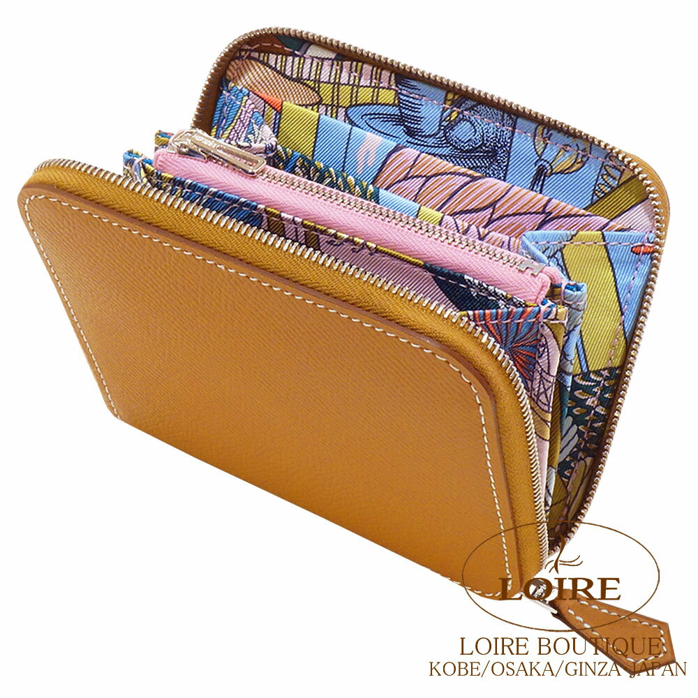 エルメス アザップ シルクイン コンパクト ゴールド×モーヴシルヴェストル エプソン×シルク シルバー金具 HERMES Azap Silkin CompactGOLD(37)/MAUVE SYLVESTRE(X9) Epsom/Silk Silverのサムネイル