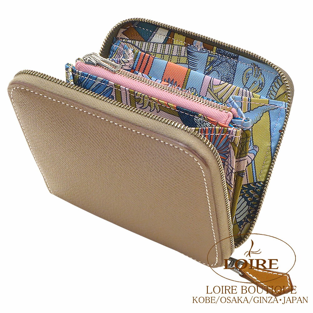 エルメス アザップ シルクイン コンパクト エトゥープ×モーヴシルヴェストル エプソン×シルク シルバー金具 HERMES Azap Silkin CompactETOUPE(18)/MAUVE SYLVESTRE(X9) Epsom/Silk Silverのサムネイル