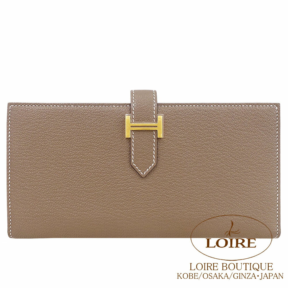 GX xA Xt GgD[v VF[u S[h HERMES Bearn Soufflet ETOUPE(18) Chevre Gold