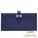 エルメス ベアン スフレ ブルーインディゴ エプソン シルバー金具 HERMES Bearn Soufflet BLEU INDIGO(76) Epsom Silver