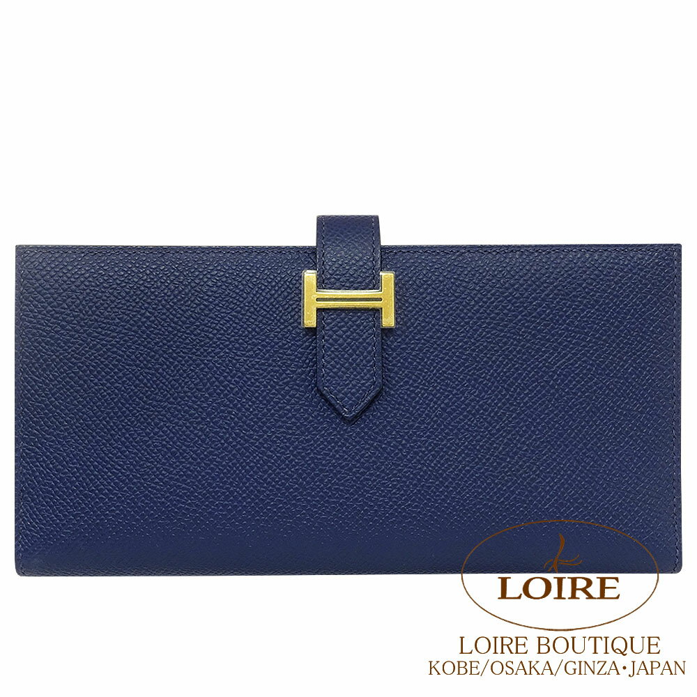 エルメス ベアン スフレ ブルーネイビー エプソン ゴールド金具 HERMES Bearn Soufflet BLUE NAVY(7U) Epsom Gold