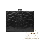 エルメス ベアン コンパクト モノクローム クロ アリゲーターマット ブラック金具 HERMES Bearn Compact Monochrome NOIR(89)Crocodile Alligator Matte Black