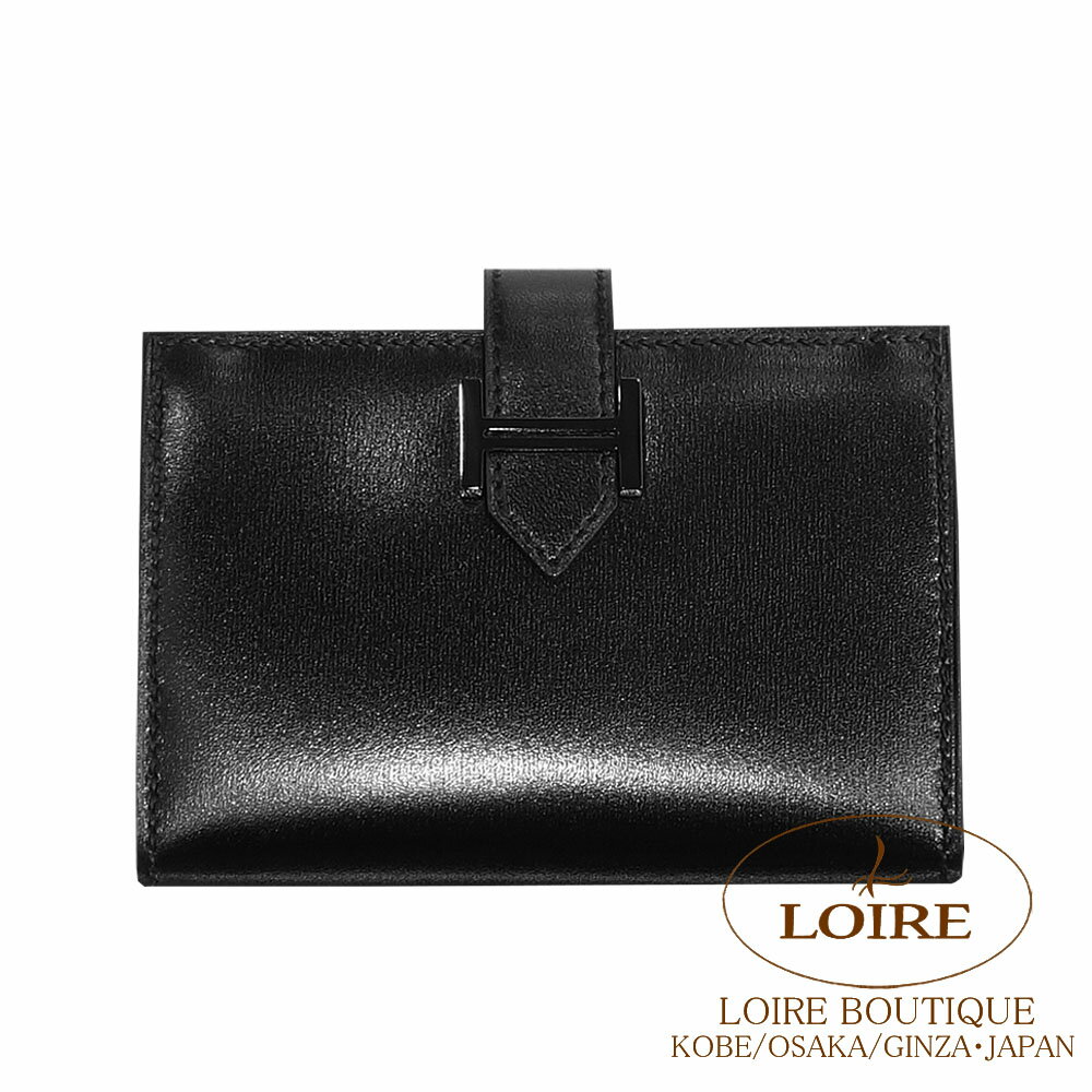 エルメス ベアン カードケース モノクローム クロ ボックスカーフ ブラック金具 HERMES Bearn Card Case Monochrome NOIR(89) Box Calfskin Black